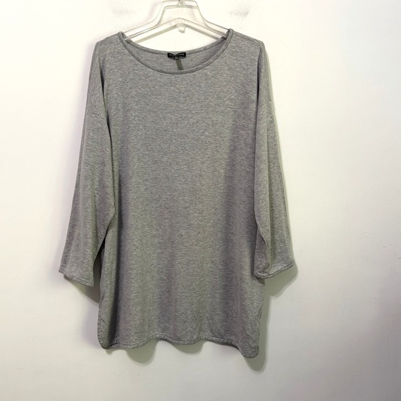 Eileen Fisher Tops - Eileen Fisher Tunic Tee XL Jersey Bateau Neck Top Gray Long Sleeve Casual Shirt